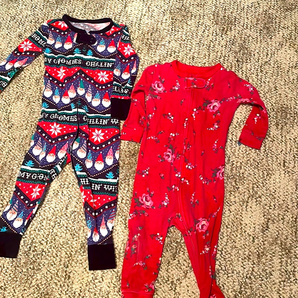 2 footless footie pjs baby girl 6-12/12 month pajamas